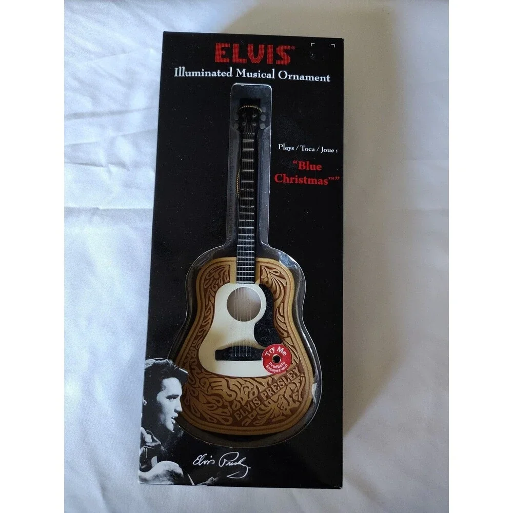 Elvis Presley, Illuminated Musical Ornament, Blue Christmas, Guitar - Works